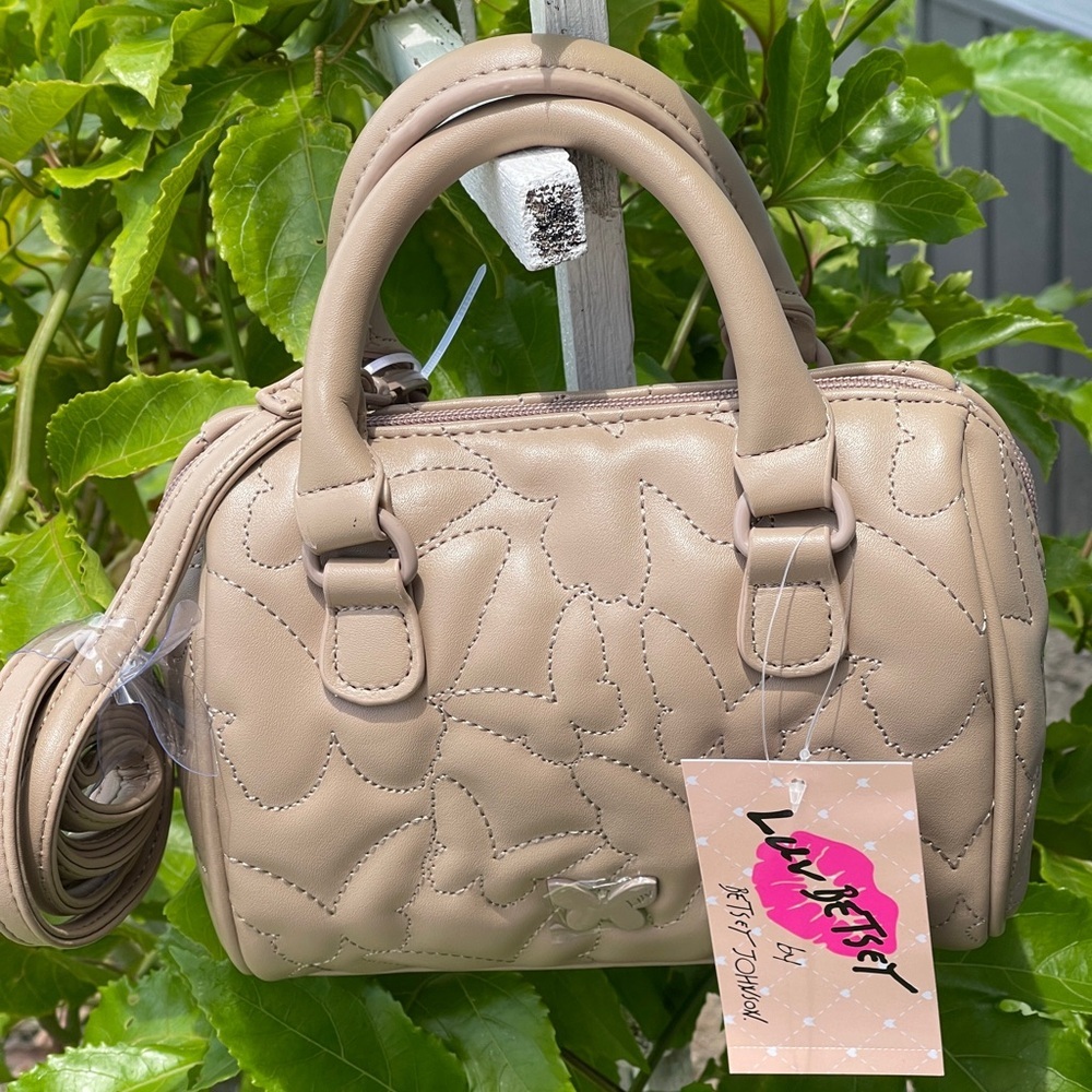 LUV BETSEY By BETSEY Harley Mini Barrel Crossbody In Taupe - Picture 2 of 14